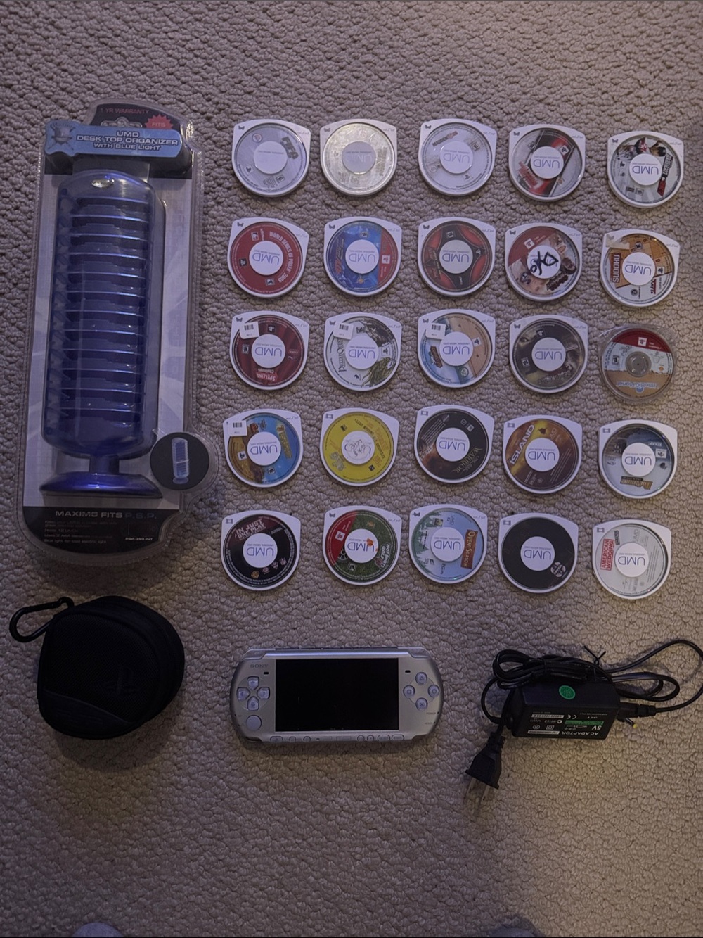 Sony Silver PSP-3001 Portable Gaming System with Multiple UMD Games